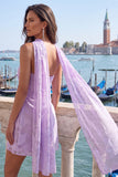 Strapless Lilac Ruched Floral Tight Homecoming Dress