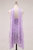 Strapless Lilac Ruched Floral Tight Homecoming Dress