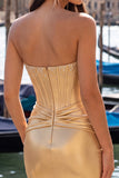 Gold Sweetheart Tight Corset Homecoming Dress with Beading
