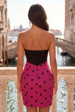Black and White Sweetheart Bodycon Corset Key Hole Homecoming Dress with Bow