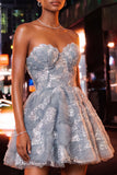 A-Line Pink Sweetheart Pearl Floral Short Homecoming Dress with Lace Up Back