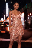 Bodycon Sheer Corset Ruched Sequins Bowed Straps Short Homecoming Dress