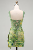 Bodycon Corset Lace Up Back Green Homecoming Dress with Side Streamer