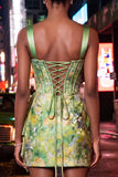Blush Bodycon Halter Neck Corset Lace Up Back Ruched Homecoming Dress with Sash
