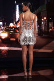 Sparkly Mint Green Bodycon Corset Lace Up Back Sequins Short Homecoming Dress