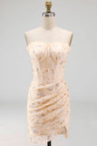 Sweetheart Ruffled Corset Bodycon Ruched Lace Up Back Homecoming Dress