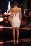 Blush Sweetheart Ruffled Corset Bodycon Ruched Lace Up Back Homecoming Dress