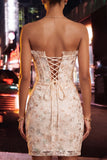 Blush Sweetheart Ruffled Corset Bodycon Ruched Lace Up Back Homecoming Dress