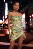 Sweetheart Ruffled Corset Bodycon Ruched Lace Up Back Homecoming Dress
