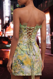 Blush Sweetheart Ruffled Corset Bodycon Ruched Lace Up Back Homecoming Dress