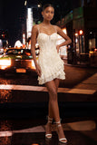 Light Blue Bodycon Corset Lace Up Back Sequins Homecoming Dress with Ruffles