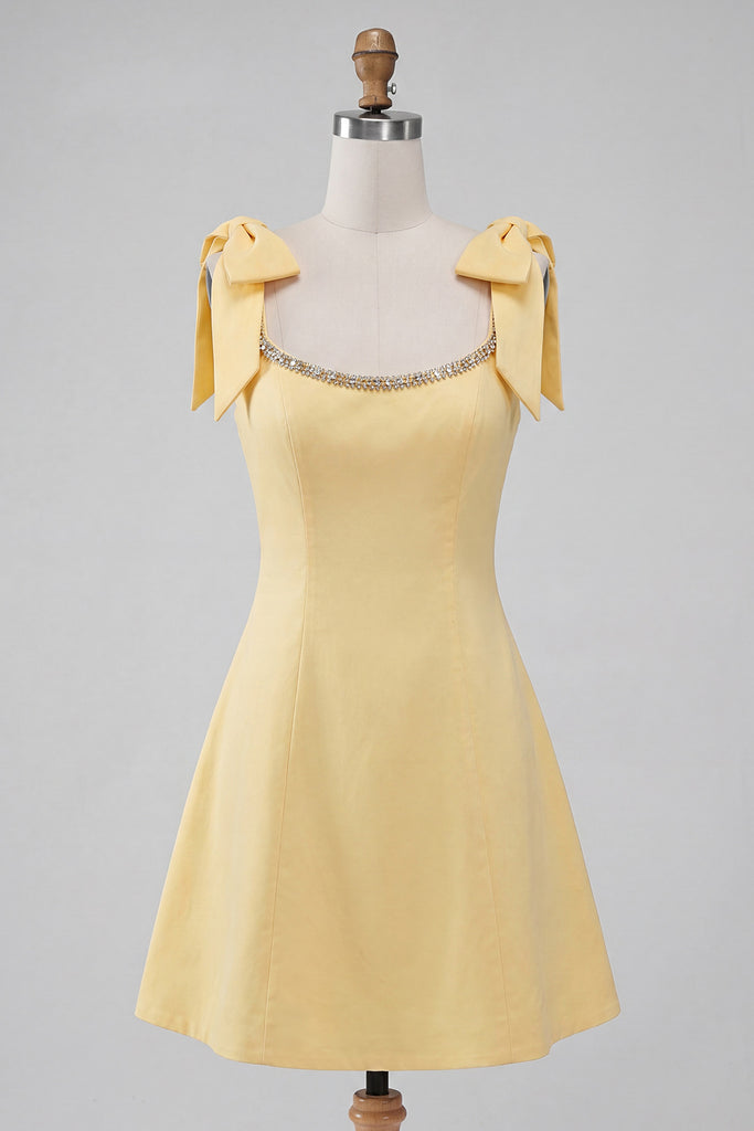 ZAPAKA Women Light Yellow A-Line Homecoming Dress with Lace Up Back ...