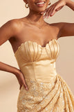 Light Yellow Bodycon Sweetheart Ruched Sequins Lace Up Back Homecoming Dress with Sash