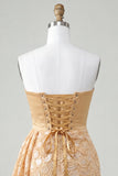 Light Yellow Bodycon Sweetheart Ruched Sequins Lace Up Back Homecoming Dress with Sash
