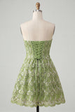 A-Line Green Sweetheart Corset Sequins Homecoming Dress with Lace Up Back