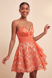 Sky Blue A-Line Sweetheart Sequins Lace Up Back Homecoming Dress with Sash