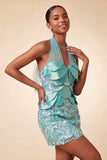 Lilac Halter Neck Bodycon Sequins Short Homecoming Dress with Lace Up Back