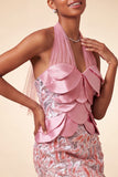 Lilac Halter Neck Bodycon Sequins Short Homecoming Dress with Lace Up Back