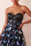 Blush Sweetheart A-Line Sheer Corset Butterfly Homecoming Dress with Lace Up Back