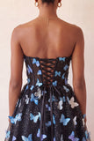Blush Sweetheart A-Line Sheer Corset Butterfly Homecoming Dress with Lace Up Back