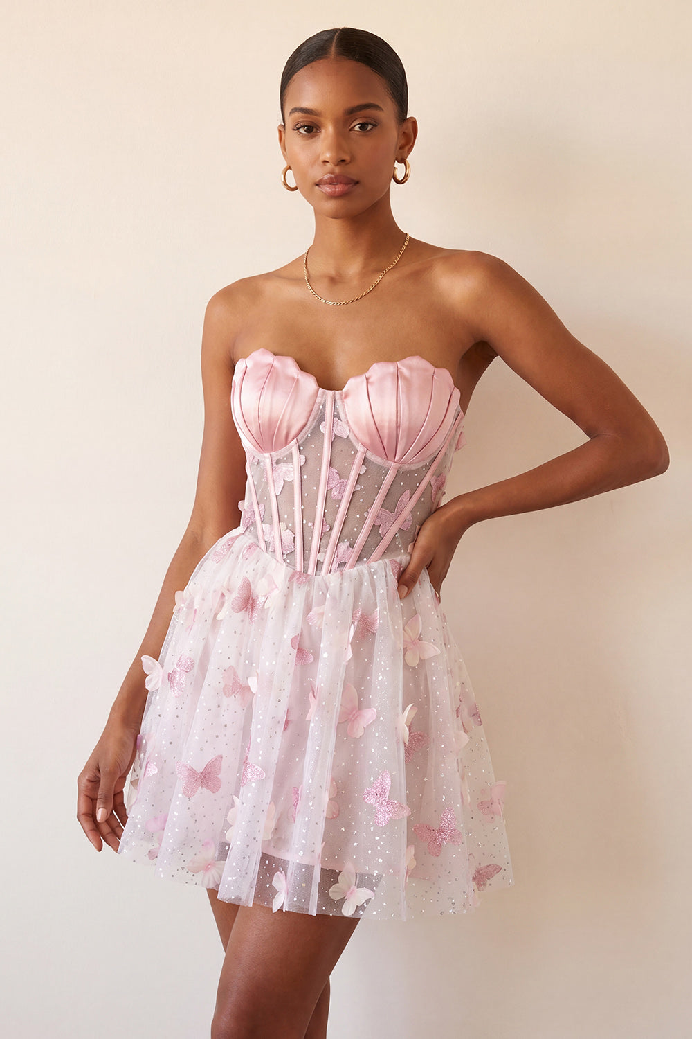 butterfly back homecoming dress Sheer-Corset Short Butterfly Hoco Dress JT917A Powder Blue / 2