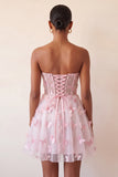 Blush Sweetheart A-Line Sheer Corset Butterfly Homecoming Dress with Lace Up Back