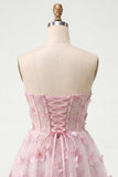 Blush Sweetheart A-Line Sheer Corset Butterfly Homecoming Dress with Lace Up Back