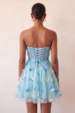 Blush Sweetheart A-Line Sheer Corset Butterfly Homecoming Dress with Lace Up Back