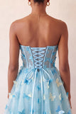 Blush Sweetheart A-Line Sheer Corset Butterfly Homecoming Dress with Lace Up Back