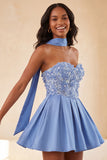 Olive A-Line Sweetheart Beaded Floral Homecoming Dress with Lace Up Back