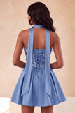 Olive A-Line Sweetheart Beaded Floral Homecoming Dress with Lace Up Back
