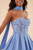 Olive A-Line Sweetheart Beaded Floral Homecoming Dress with Lace Up Back
