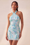 Bodycon Light Purple Halter Neck Sequins Lace Up Back Homecoming Dress
