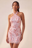 Bodycon Light Purple Halter Neck Sequins Lace Up Back Homecoming Dress