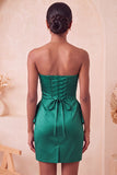Strapless Light Purple Bodycon Lace Up Back Pearls Ruched Homecoming Dress