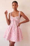 A-Line Light Purple Square Neck Corset Jacquard Lace Up Back Beaded Homecoming Dress