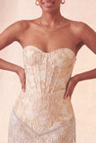 Lake Blue Sweetheart Corset Jacquard Lace Up Back Homecoming Dress with Fringes