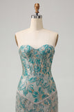 Lake Blue Sweetheart Corset Jacquard Lace Up Back Homecoming Dress with Fringes