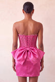 Silver Sweetheart Corset Lace Up Back Bodycon Homecoming Dress with Bow
