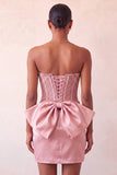 Silver Sweetheart Corset Lace Up Back Bodycon Homecoming Dress with Bow
