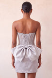 Silver Sweetheart Corset Lace Up Back Bodycon Homecoming Dress with Bow