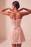 Sweetheart Yellow Jacquard A-Line Ruffled Lace Up Back Homecoming Dress with Slit