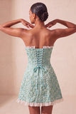 Sweetheart Yellow Jacquard A-Line Ruffled Lace Up Back Homecoming Dress with Slit
