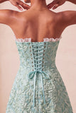 Sweetheart Yellow Jacquard A-Line Ruffled Lace Up Back Homecoming Dress with Slit