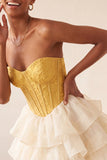 Pink Sweetheart A-Line Corset Jacquard Lace Up Back Tiered Homecoming Dress
