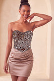Sweetheart Champagne Sequins Bodycon Mini Homecoming Dress