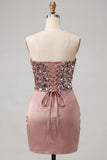 Sweetheart Champagne Sequins Bodycon Mini Homecoming Dress