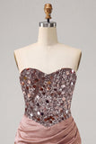 Sweetheart Champagne Sequins Bodycon Mini Homecoming Dress