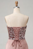 Sweetheart Champagne Sequins Bodycon Mini Homecoming Dress