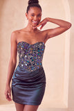 Sweetheart Champagne Sequins Bodycon Mini Homecoming Dress